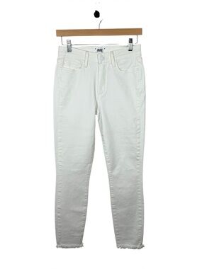 Paige Hoxton Ankle Jeans Crisp White Raw Hem Skinny Size 27